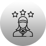 Person mit drei Sternen